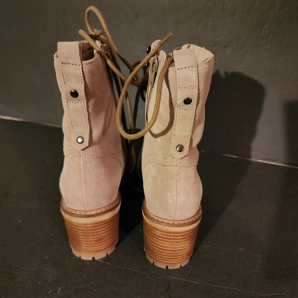 Seychelles Irresistible Lace Up / Zip Leather Combat Boots Size 7 in Sand NEW - Picture 4 of 9